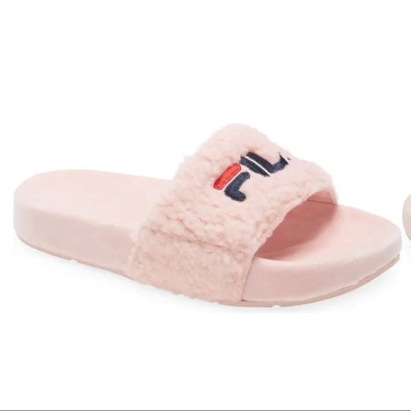 Fila Fuzzy Slide Sandals Pink Sz 10 - Picture 2 of 7